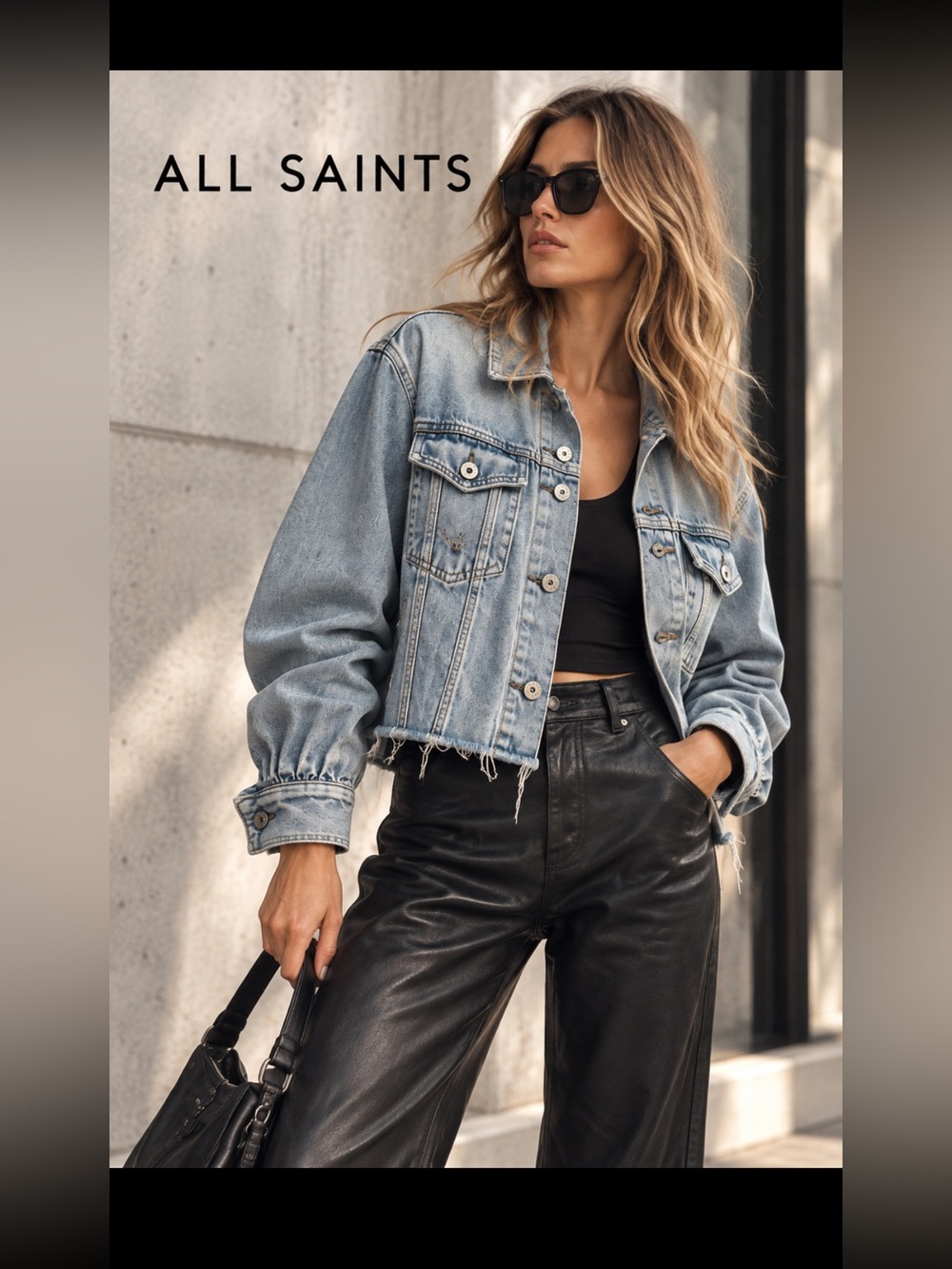ALL SAINTS, the Luca cropped puffy sleeves jacket oversized!